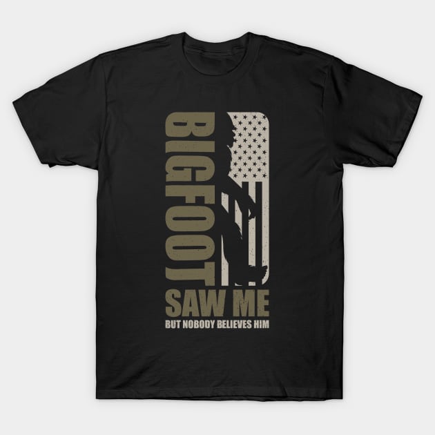 Bigfoot American flag T-Shirt by Tesszero